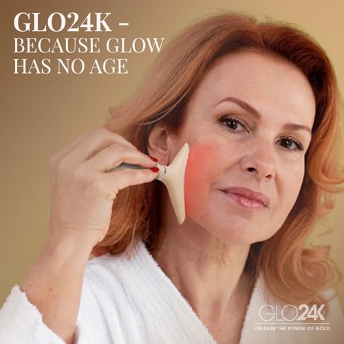 Image of GLO24K LED Facial Massager for Face & Neck - Beauty Wand with LED Light, Vibration & Gentle Warmth - Cosmetic Skincare Tool for Daily Self-Care