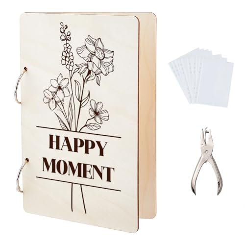 Organiseur de cartes de vœux SUPERDANT en bois avec 2 anneaux et 20 poches