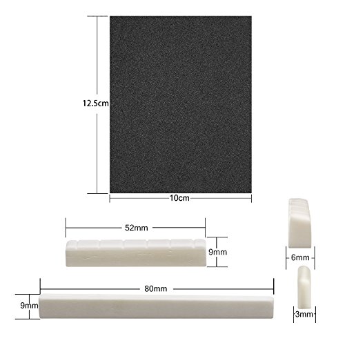 Blisstime 2 Sets Of Classical Guitar Bone Saddle And Nut 3Pcs Sand Paper Premium Quality #TOP5