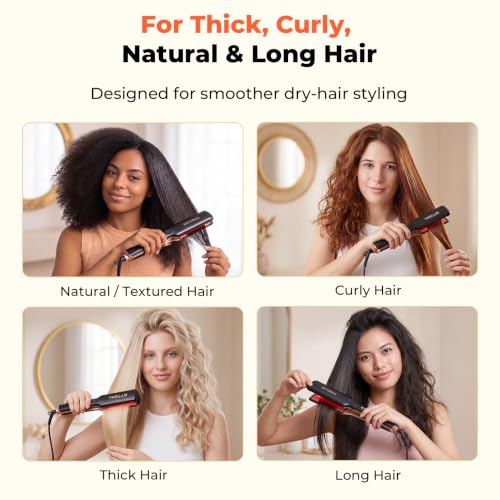 1 75 Wide Ceramic Hair Straightener for Women Infrared Ionic Flat Iron - image 7