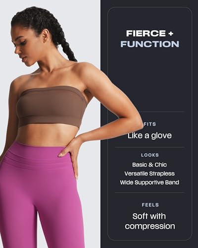 Image of Aoxjox Women's Workout Strapless Bandeau Mesh Bras Training Fitness Running Yoga Crop Tank