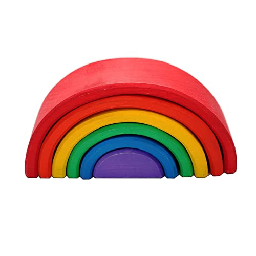 arcoiris waldorf madera, arcos apilables color arcoirís (6 Piezas)