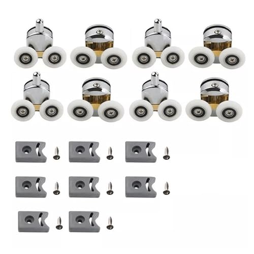 Roulettes porte douche en alliage zinc lot de 8 doubles poulies de rechange 12-14 mm