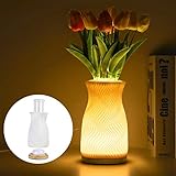 💐【Dimmbares Sanftes Licht】Drücken Sie den Knopf auf dem Controller dieser dekorativen Vase, um eine Farbe nach Ihrer Stimmung frei zu ändern: Weiß, warmes Licht, kühles Licht. 10 Stufen Helligkeit von weich bis hoch erfüllt Ihre verschiedenen Bedürfnisse