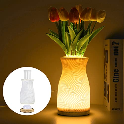 Beleuchte Vase - Tischvasen Blumenlampe 3D Gedruckte Weiss Blumenvase Tischlampen Vasen Tischdeko Dekoflasche Cover