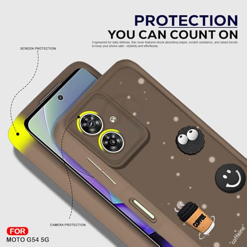 Image of AESTMO Back Case Cover for Motorola Moto G54 5G Cover | Cute Fun Cartoon 3D Ball | Coffee Silicone Case | Full Body Protection | Camera Protection Back Cover for Motorola Moto G54 5G (Brown)