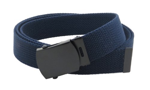 Canvas Web Belt Military Style with Black Buckle and Tip 56