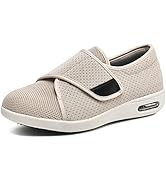 JBTNBX Women's Wide Width Diabetic Walking Shoes with Adjustable Closures Non-Slip Lightweight Sn...