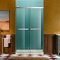 Woodbridge 44-48" W x 80" H Frameless Double Sliding Shower Door with Tempered Glass & Explosion Proof Film in Chrome Finish