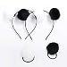4 Pieces (2 Pairs) Fluffy Furry Pom Ball Headband and Elastic Hair Ties Fuzzy Faux Fur Animal Ears Double Pom Headband PomPom Hair Band for Girls and Women
