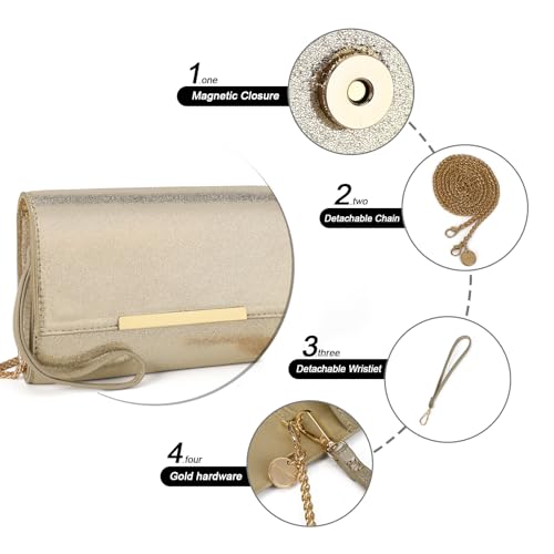 Image of AFKOMST Clutch Purses for Women Small Convertible Wristlet and Evening Bag | Vegan Leather, Fits 6.7-inch Phone /Passport, Versatile for Formal Events /Prom /Wedding /Cocktail /Night Out /Daily Use