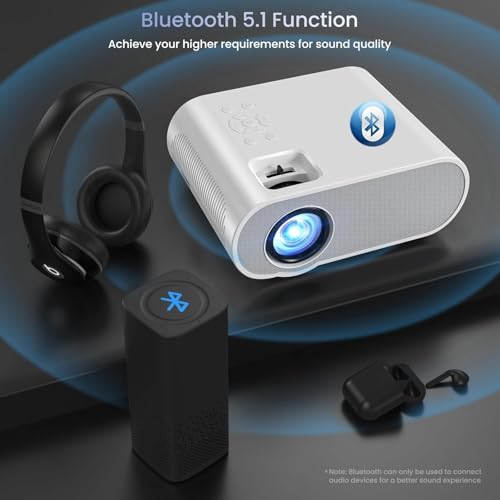 HOMPOW Projector, Native 1080P Full HD Bluetooth Projector with Speaker の商品画像 4