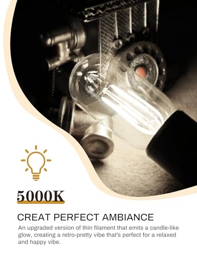 Image of DORESshop LED Edison Bulbs 6 Pack,4W Antique LED Filament Bulbs,Daylight | 40W Equivalent,E26 Base,T45 LED Bulb with Clear Glass,4000K Non Dimmable