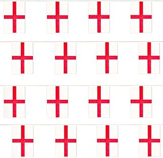 England Bunting - St Georges Day Flag - 10m 33ft - 20 Flag - Polyester all Weather English - England Bunting Decoration for Indoor Outdoor Sporting Events, Street Parties, Festivals and Celebrations