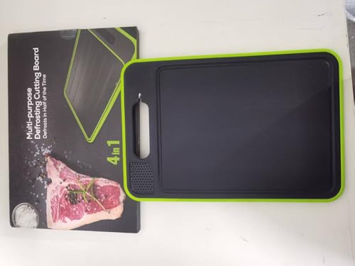 4-in-1 Miracle Melt Defrosting Board & Chopping Board - Dual-Side Aluminum Alloy Fast Thawing Tray with Grater Built-in Knife Sharpener and Hanging Handle (Food-Grade Safe)