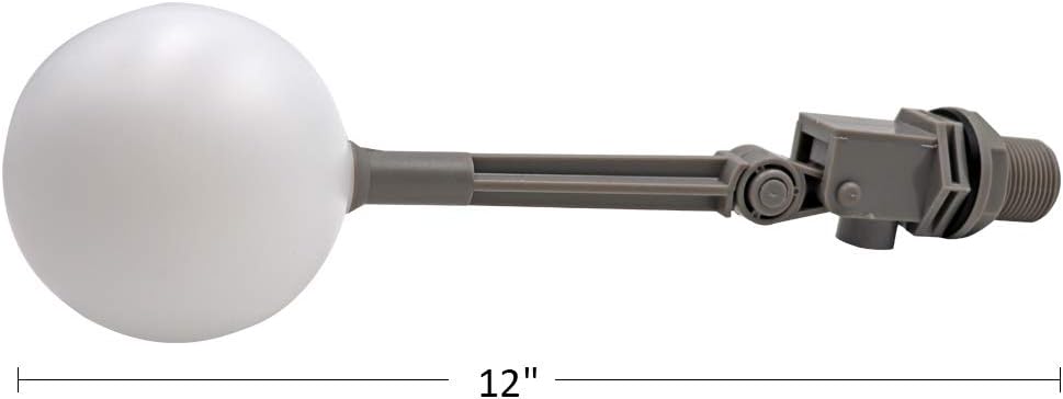 MACGOAL Water Float Valve with Adjustable Arm, Grey Float Ball Valve 3/4 Float Valve for Water Tank Livestock Waterer