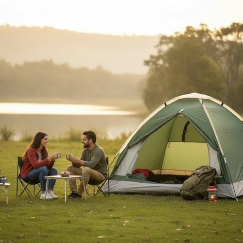Image of 2 Person Camping Tent | Dome Tent | Water Resistant | UV Protection | Wind Ready | Portable | ET1102 | Green
