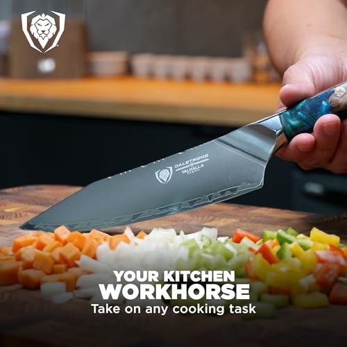 Image of Dalstrong Chef Knife - 8 inch - Valhalla Series - Premium 9CR18MOV HC Steel - Celestial Resin & Wood Handle - Razor Sharp - Kitchen Cooking Chef's Knife - Leather Sheath