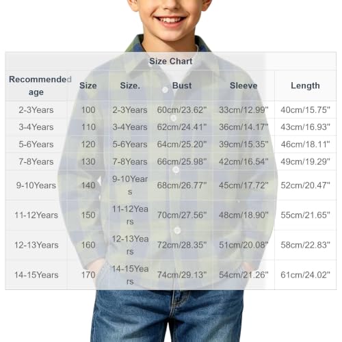 Boys Long Sleeve Plaid Flannel Shirts with Chest Pocket Green - image 3