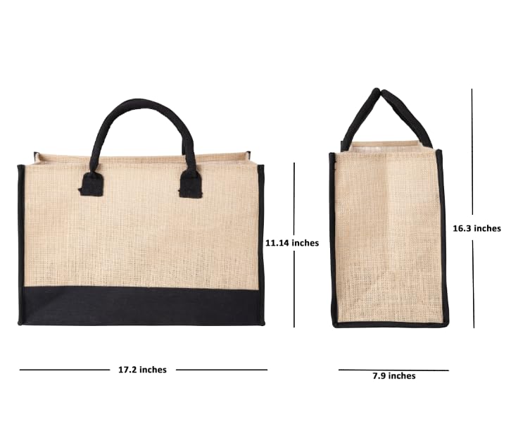 Large Jute Bag For Women | Hessian Burlap Tote Bags with Handle | Use As Shopping Bag, Beach Bag, Bridesmaid Bag | Natural Eco-friendly Reusable Grocery Bag | Bday Gift Bag For Women image_2