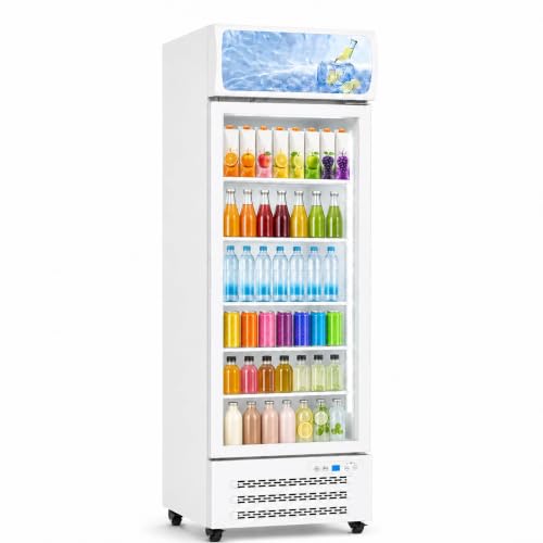 Image of Commercial Refrigerators, Beverage Fridge with Glass Door, Double Front Panel Design, Mobile Display Merchandiser