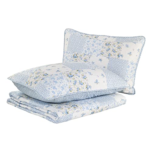 Laura Ashley - King Quilt Set, Cotton Reversible Bedding with Matching Shams, Bedroom Decor Ideal for All Seasons (Kenna Blue, King) by Laura Ashley - Image 6
