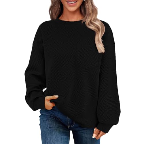 EMATOP Damen Langarm Warm Pullover Oversized Sweatshirt ohne...