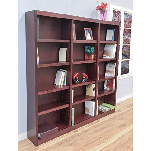 Bowery Hill The Traditional 72" Tall 15-Shelf Triple Wide Bookcase In Cherry #TOP1