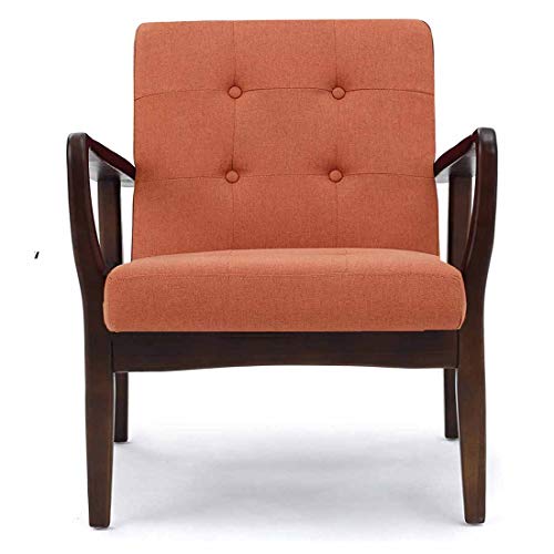 Image of APRODZ Orange Fabric Mid Century Modern Club Chair