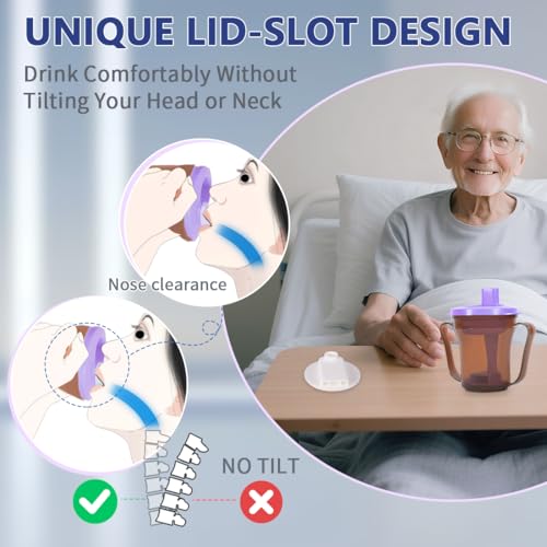 Image of Dysphagia Regulating Drinking Cup, Prevent Choking for Dysphagia /Dementia /Elderly,Dispenses 5cc or 10cc of Liquid Each time,Spill-Proof (Coffee /Purple)