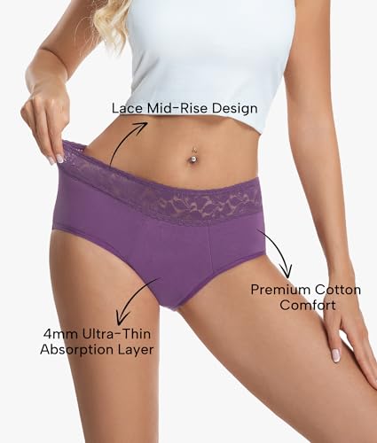 Period Underwear for Women, Reusable Leak-Proof Lace Panties, Heavy Flow Menstrual Cotton Briefs2
