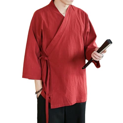 Chemise Hanfu traditionnel homme style chinois zen à manches 3/4