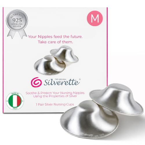 Image of Silverette® The Original Silver Nursing Cups, Nipple Covers for Breastfeeding Essentials, Pure 925 Silver Nipple Shields