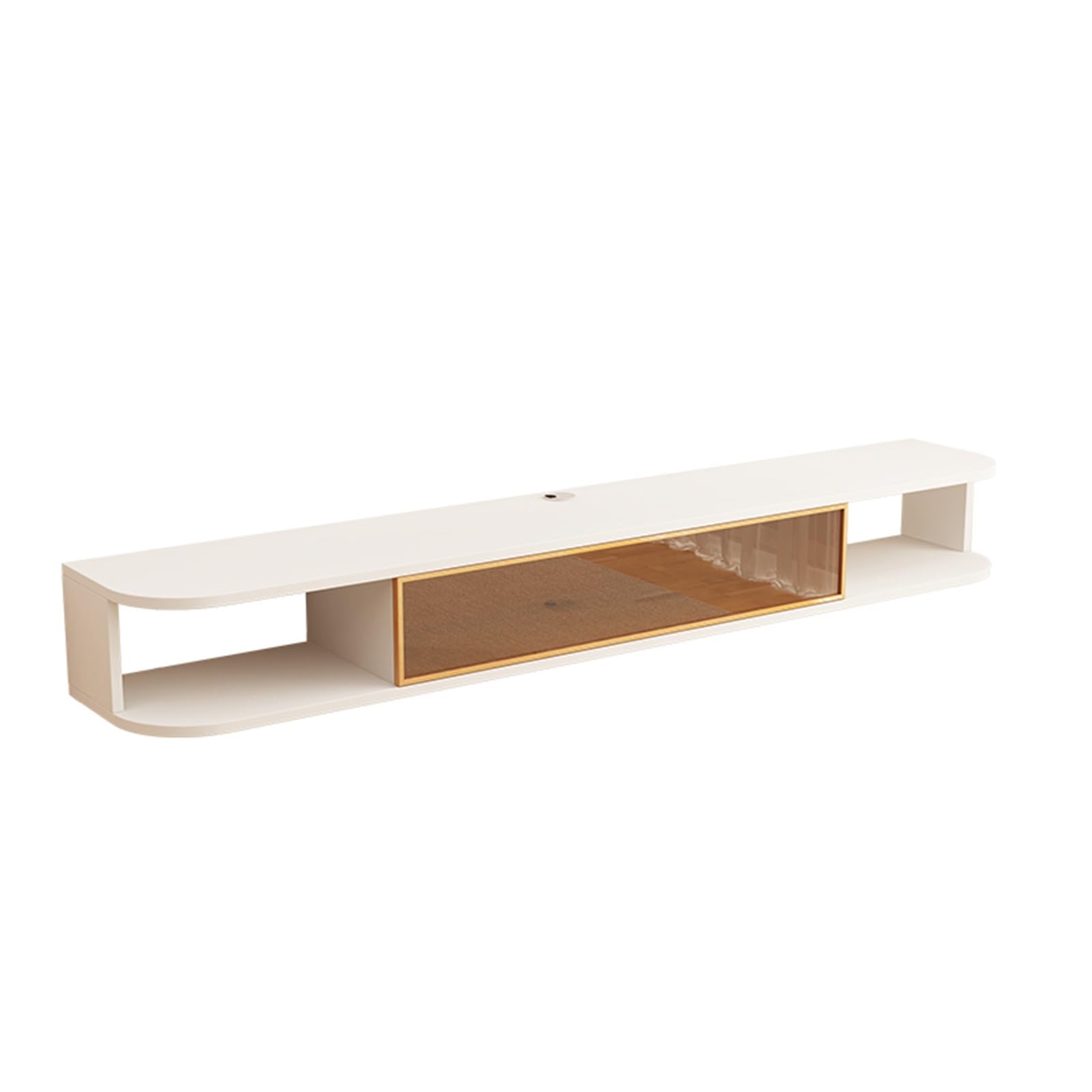Mobile TV sospeso Moderno da Parete con Contenitore - Elegante Centro di intrattenimento per Soggiorno, Finitura Bianca, 160x24x20 cm, Design salvaspazio