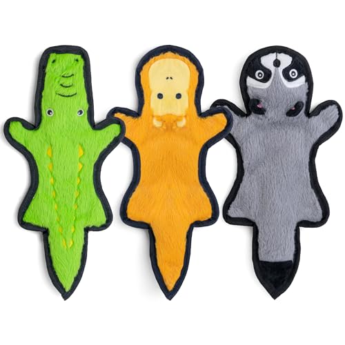 SHARLOVY No Stuffing Dog Toys Crinkle Squeaky, Long Lasting Chews for Aggressive, Durable Plush Dog Puppy Chew Toys for Teething, with 6 Tough Layers for Small Medium Large Breed