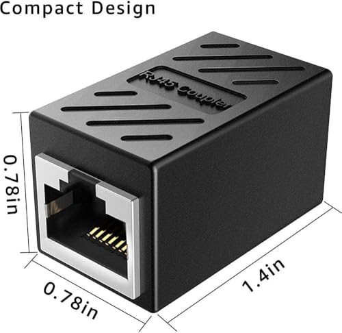 Image of RJ45 Coupler Ethernet Coupler Cat7, Cat6 Cat5e RJ45 8P8C Inline LAN Couplor Ethernet Extender Adapter Extension Jointer Extending The Ethernet Cables Female to Female Connector. Black