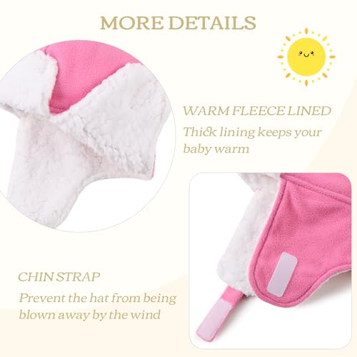 PESAAT Toddler Winter Hat for Boys Warm Kids Trapper Hats Fleece Lined Baby Girl Beanies with Earflap3
