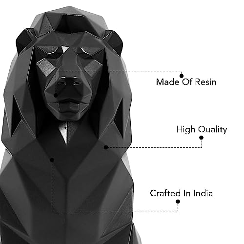 Image of Artarium Geometric Sitting Lion Decorative Showpiece for Home Decor Office Decor Animal Figurines Gifts Antique Design (Sitting Lion Black 7.67 Inch)
