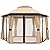 ABCCANOPY 10'x10' Gazebos for Patios Outdoor Hexagonal Gazebo with Netting and Privacy Curtains Beige