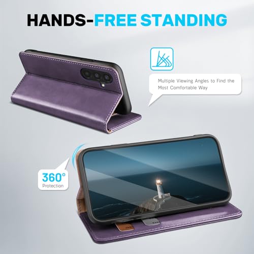 Housse Samsung S25 avec support et porte-cartes violet