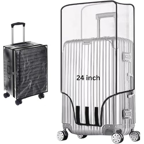 Image of Suitcase Cover Large Size | 24 Inch Transparent PVC Luggage Cover for Hard Trolley Bag (60 CM), Waterproof Clear Protective Suitcase Cover with Zipper, Travel Dustproof Protector