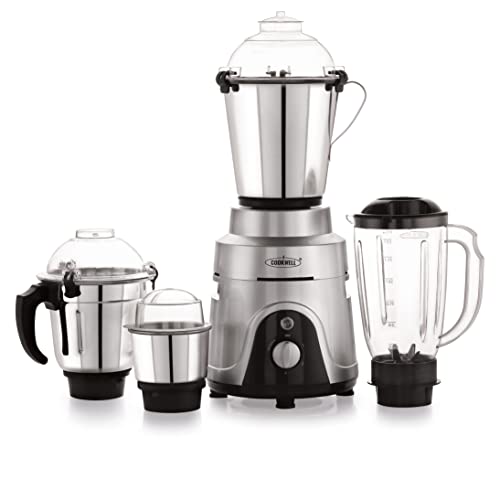 Cookwell Commercial Mixer Grinder 1200W For Cafe, Restaurants, Heavy Homes, Hotels, Canteens (4 Jars), Silver