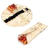 elephtree Tortilla Pencil Case, Roll Canvas Pencil Pouch Pancake Canvas Pen Roll Up 8.07Inch Round Pencil Holder Pancake with 4 Pieces Cute Kabob Skewers Pens