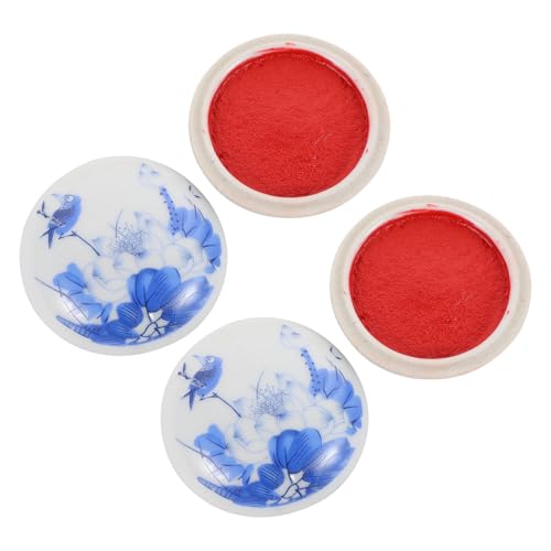 Tinta roja para caligrafía fácil de usar y transportar con tapa de cerámica de 2 piezas 2