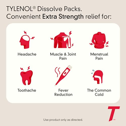 Image of Tylenol Extra Strength Dissolve Powder Packs, Berry, 32 Ct | 500 mg Acetaminophen, Pain Reliever & Fever Reducer, Fast Relief for Minor Aches & Pains, Ibuprofen- & Aspirin-Free