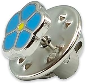 Forget Me Not Blue Flower With Rhinestone Lapel Pin -