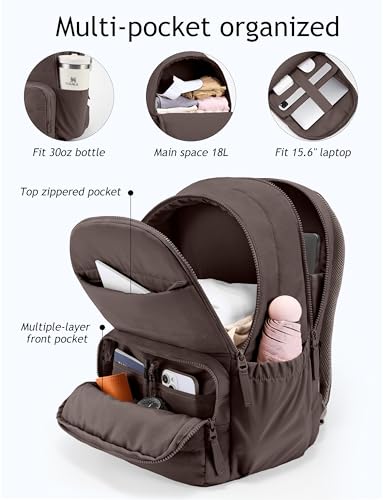 Image of Uselike Travel Backpack for Women, 15.6 Inch Laptop Backpack, Quilted College Bookbag, Cute Work Backpacks, Water Resistant (Dark Brown)