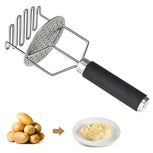 Potato Masher Dual Function Design Professional Stainless Steel Potato Masher Kitchen Tool for Cooking Food Making Potato Mash Banana Mash Pumpkin Mash