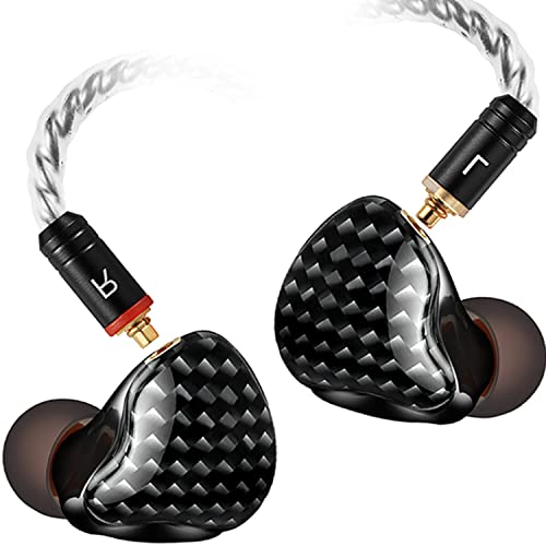 Image of DEMAKE in Ear Monitor with Detachable 3.5mm Cable, with Mic | HiFi IEM, Dual Dynamic Driver Wired Earbuds, Noise Canceling In Ear Headphones for Singers & Audiophiles (Carbon Fiber)