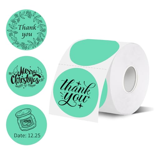 Étiquettes thermiques rondes cyan pour organiser votre bureau et vos boîtes de rangement